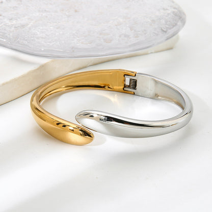 Color Block Bangle For Women Featuring Waterproof Non Tarnish Craft With 18K Real Gold Plated Electroplated Finish