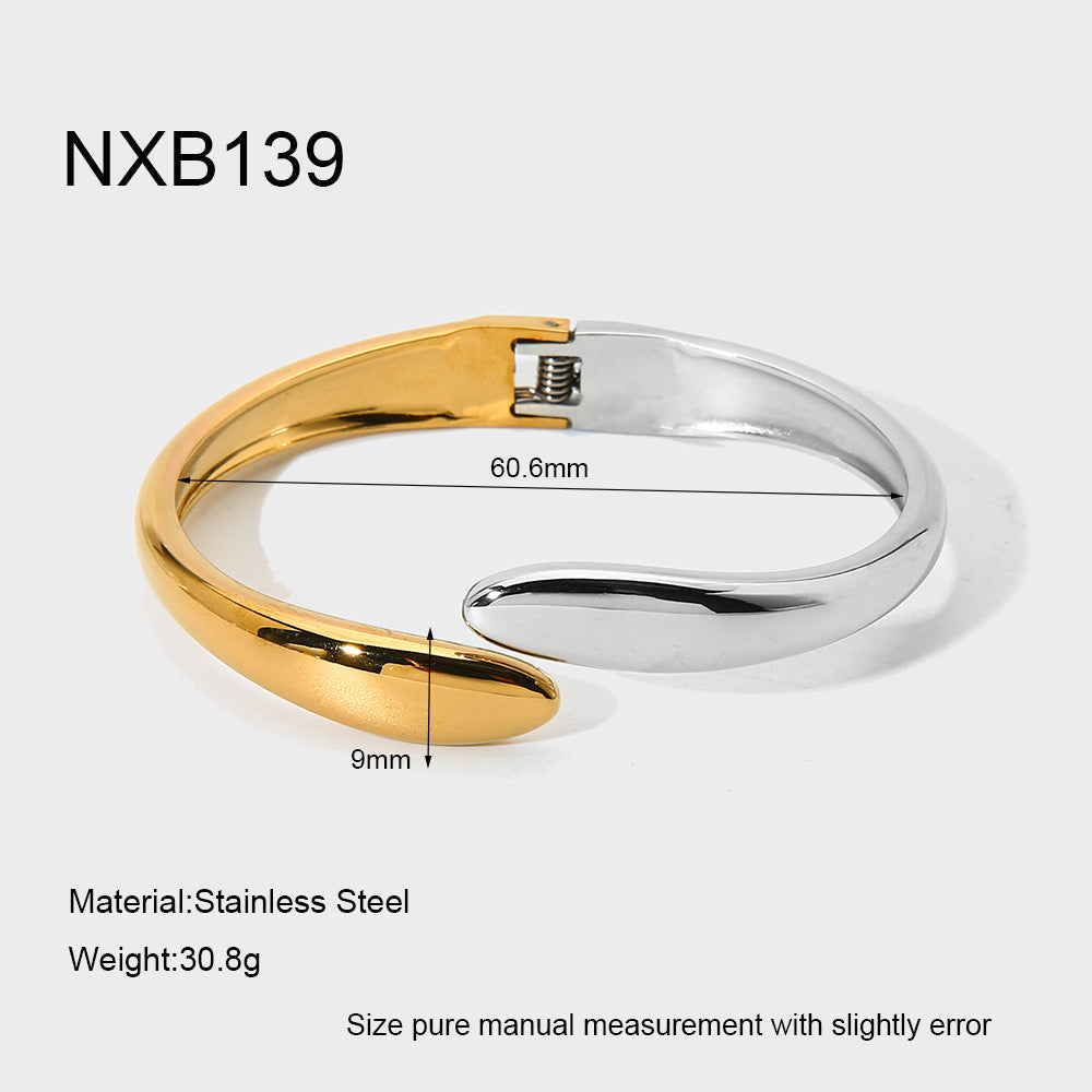 Color Block Bangle For Women Featuring Waterproof Non Tarnish Craft With 18K Real Gold Plated Electroplated Finish
