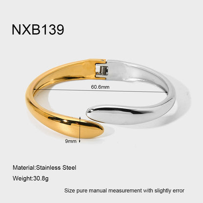 Color Block Bangle For Women Featuring Waterproof Non Tarnish Craft With 18K Real Gold Plated Electroplated Finish