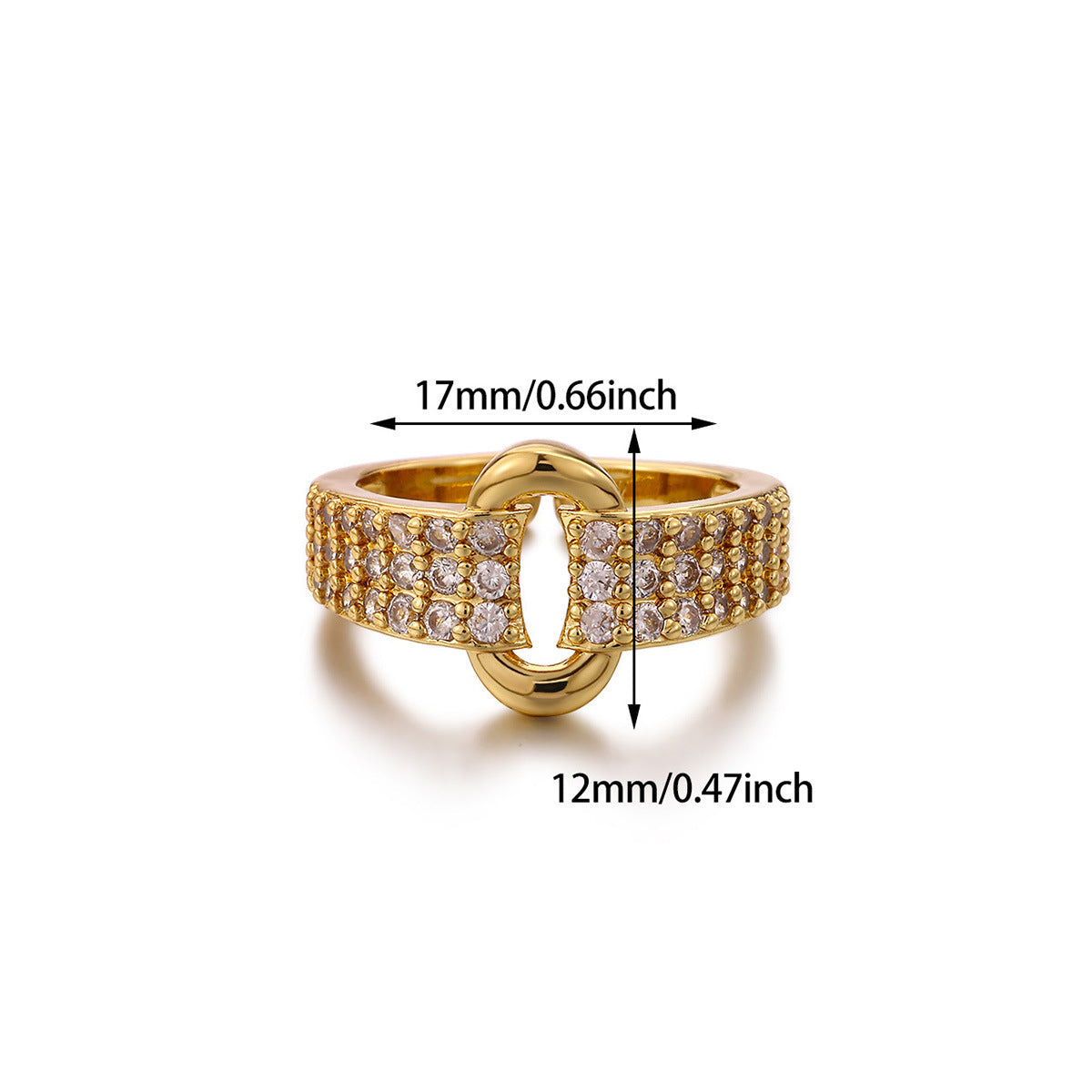 Heart Shape Ring For Women In 18K Real Gold Plated Copper With Zircon Inlay, Golden
