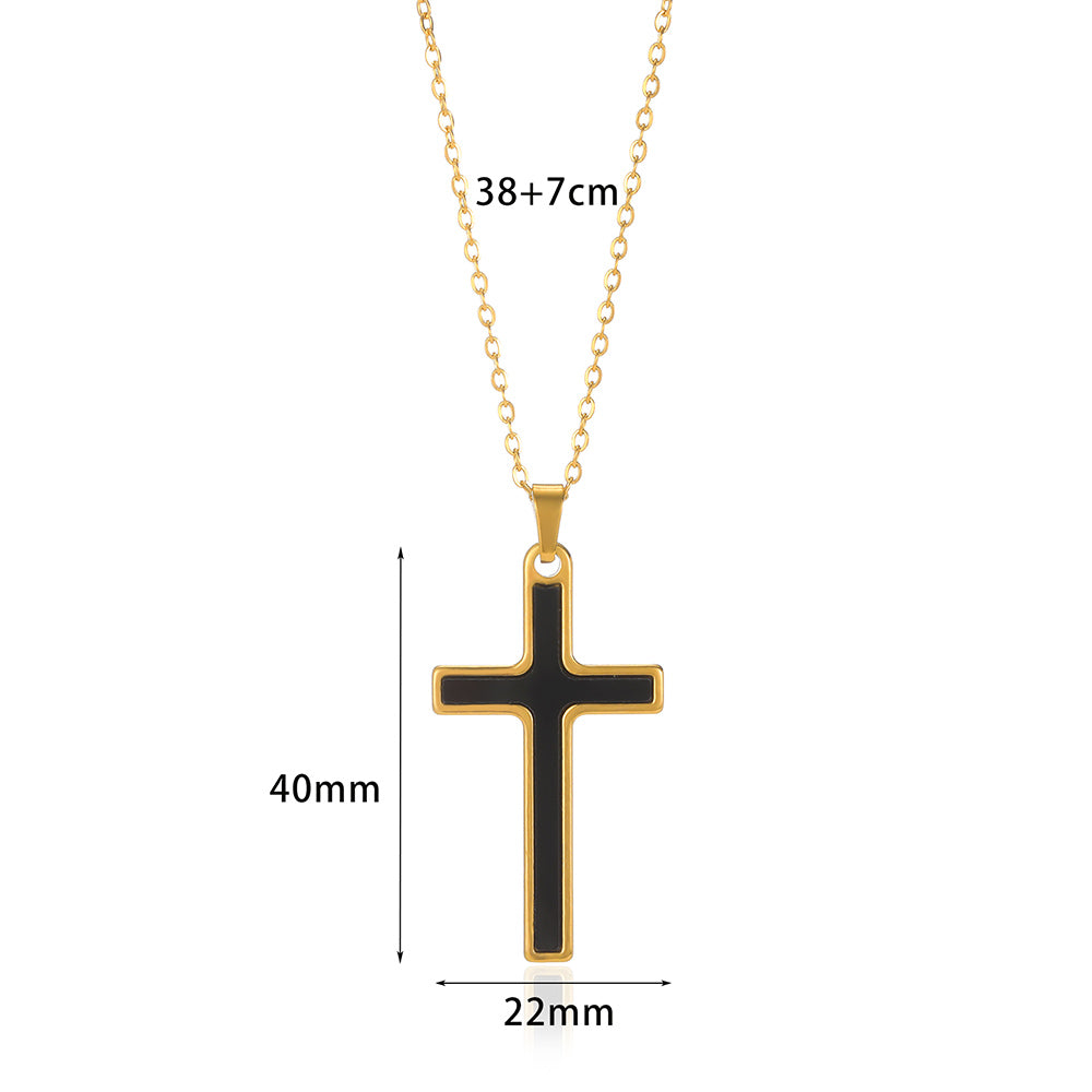 Cross Pendant Necklace For Women In 304 Stainless Steel With Electroplated 18K Gold Plated Finish And Cable Chain