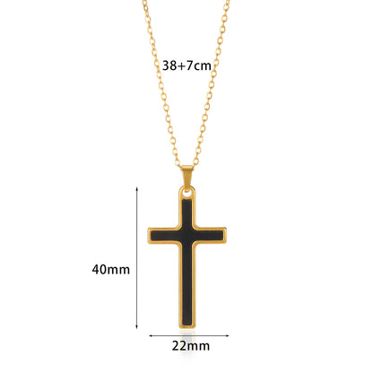 Cross Pendant Necklace For Women In 304 Stainless Steel With Electroplated 18K Gold Plated Finish And Cable Chain