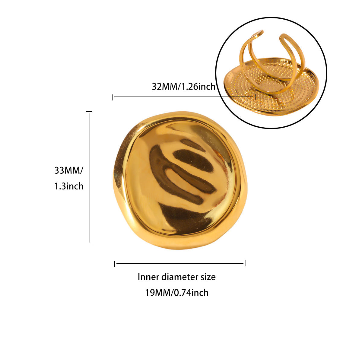 Heart Shape Basic Ring For Women In 304 Stainless Steel With 18K Real Gold Plated Finish, Perfect For Valentine's Day
