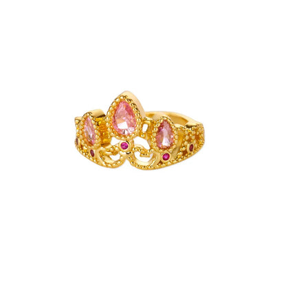 Copper Crown Open Ring For Daily Wear Featuring Zircon Inlay In Bronze