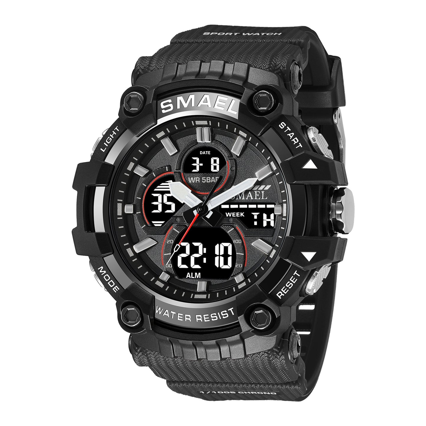 Men's Quartz Watch With Round Dial Featuring Pointer And Number Display, TPU Strap With Pin Buckle