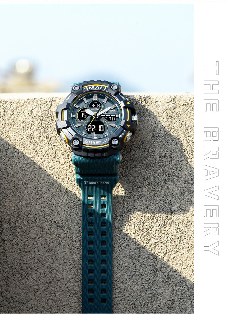Men's Quartz Watch With Round Dial Featuring Pointer And Number Display, TPU Strap With Pin Buckle