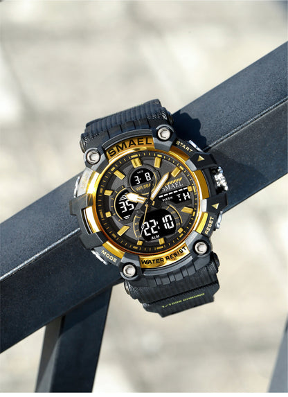 Men's Quartz Watch With Round Dial Featuring Pointer And Number Display, TPU Strap With Pin Buckle