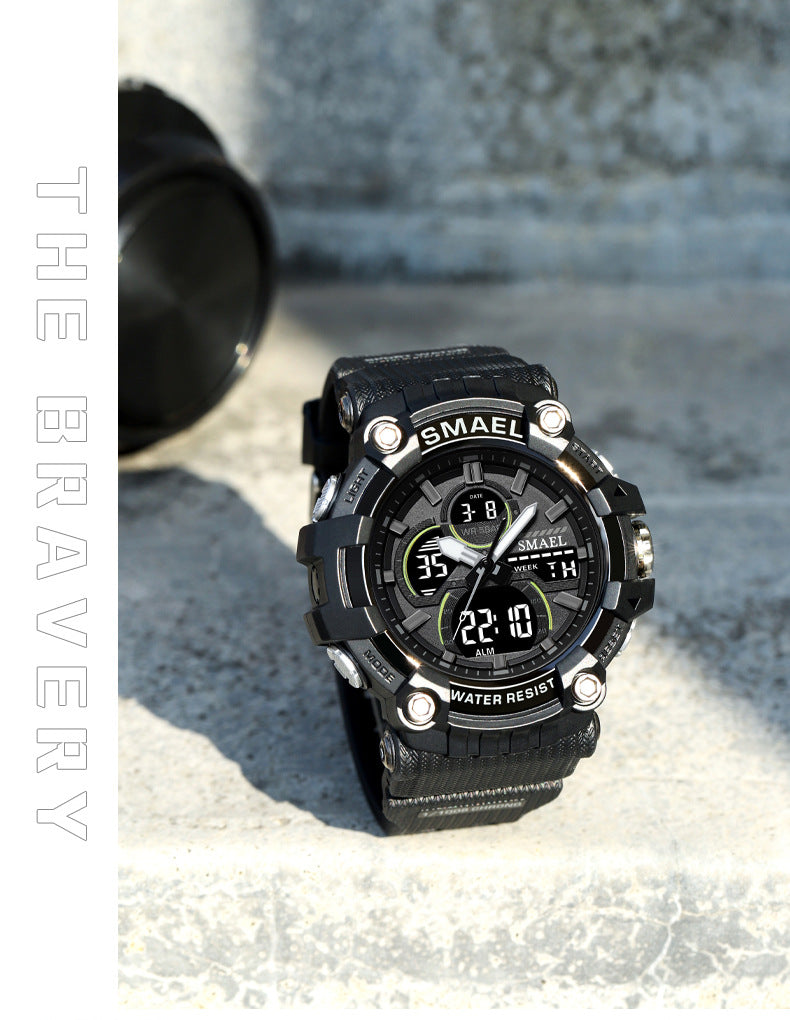 Men's Quartz Watch With Round Dial Featuring Pointer And Number Display, TPU Strap With Pin Buckle