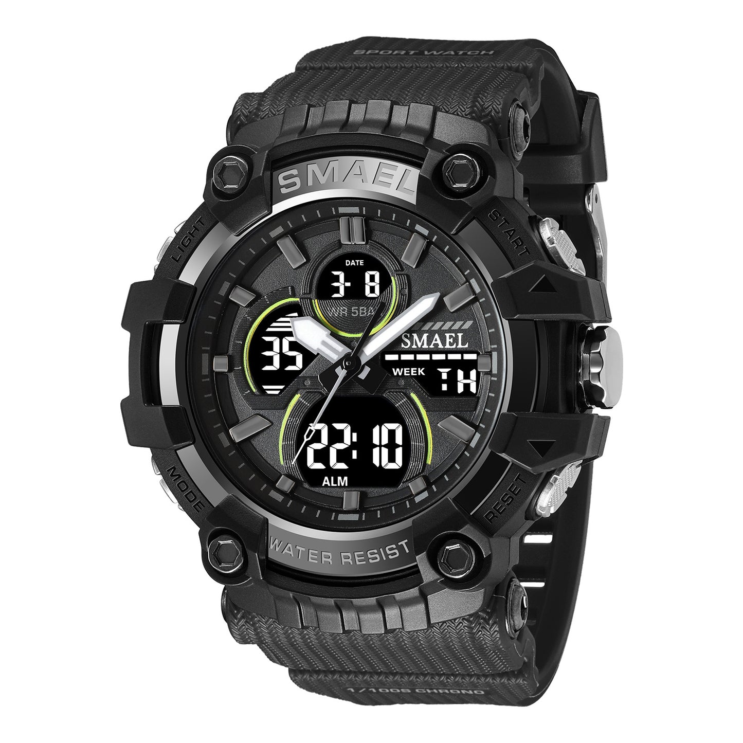 Men's Quartz Watch With Round Dial Featuring Pointer And Number Display, TPU Strap With Pin Buckle