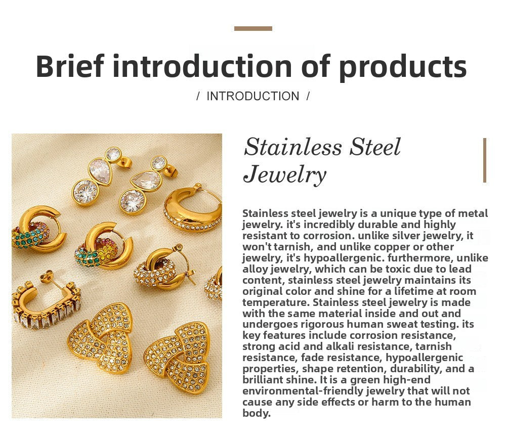 Moon Pattern Hammered Earrings For Women In 304 Stainless Steel With 18K Real Gold Plated Finish