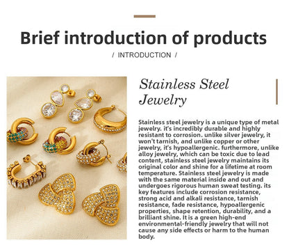 Moon Pattern Hammered Earrings For Women In 304 Stainless Steel With 18K Real Gold Plated Finish