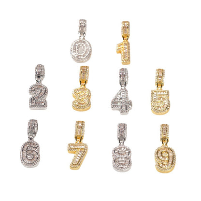 Rock Sugar Digital Hip-Hop Zircon Pendant Necklace Alternative Design Trendy Brand DIY Splicing Accessories Unisex Copper Chain