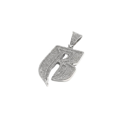 Hip-Hop Style Personalized Design Full Diamond Alloy Cuban Chain Buckle Necklace Letter Pattern Zircon Inlaid Rose Gold Black Silver White