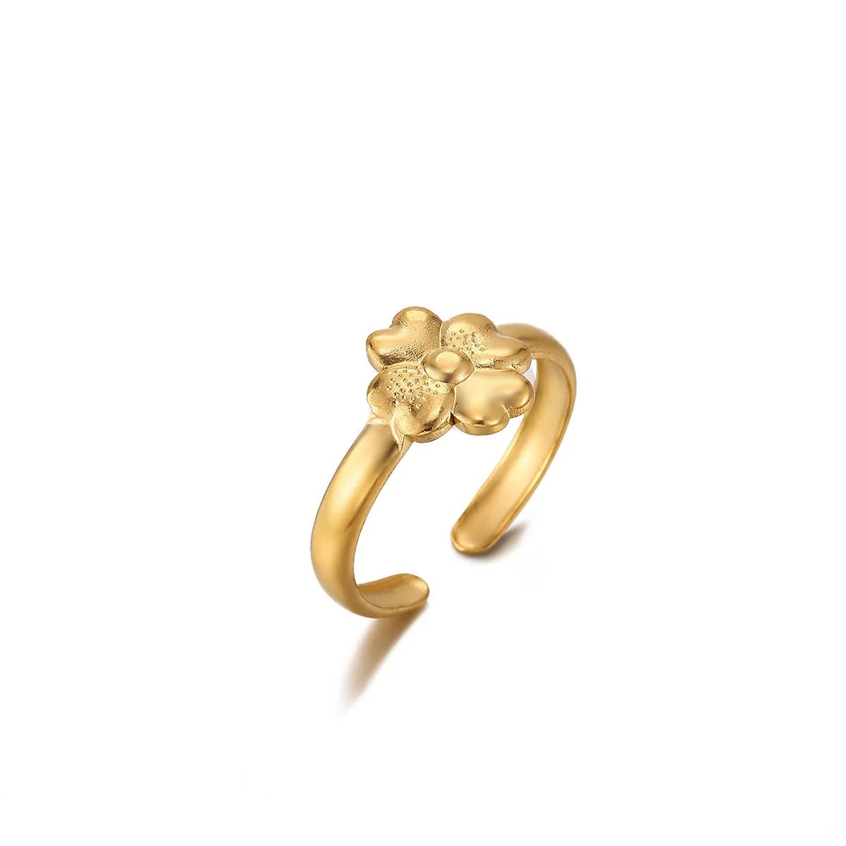 Adjustable Flowers Ring For Women In 304 Stainless Steel With PVD Coated Gold Plating Process