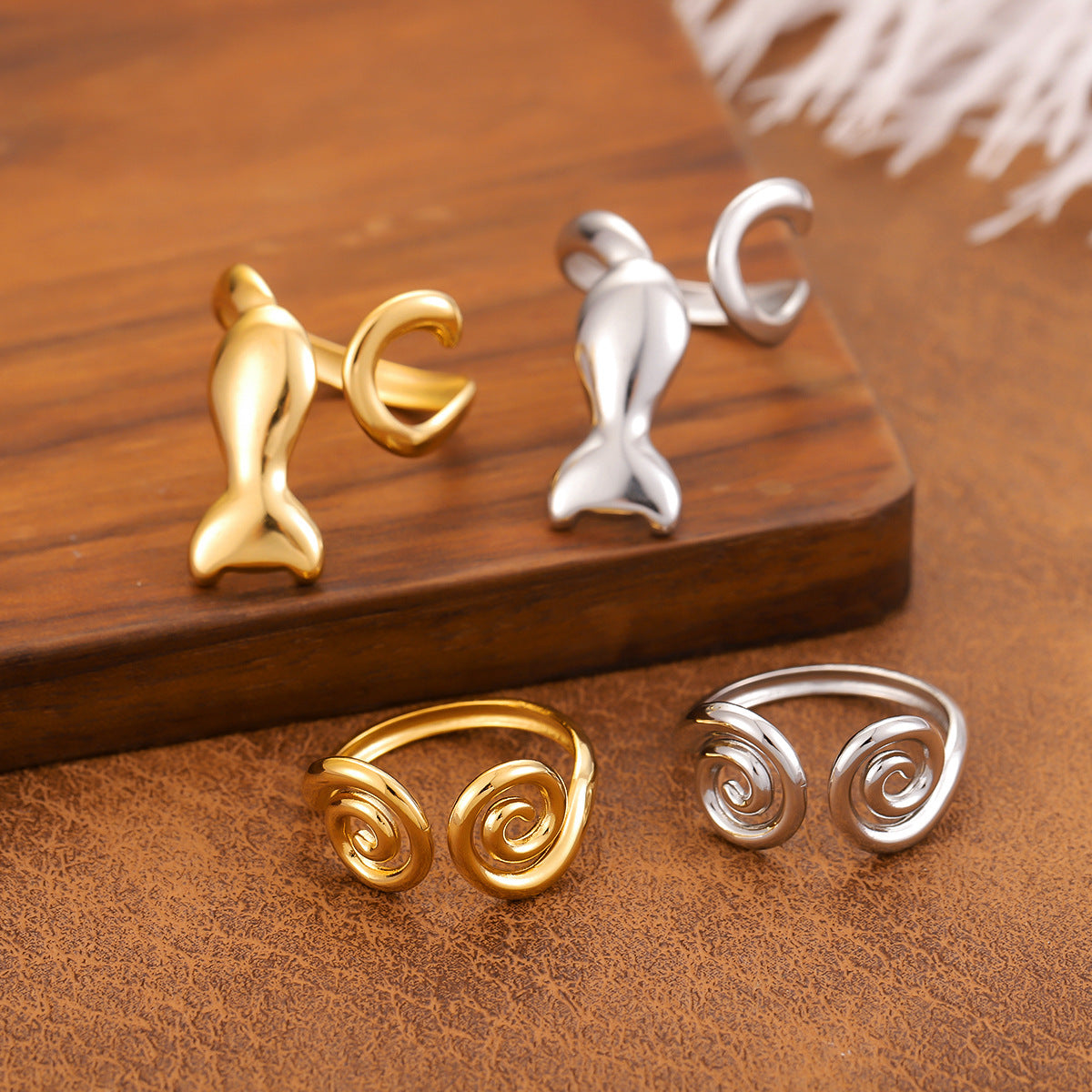 For Rings Made Of Durable 304 Stainless Steel Featuring Elegant Golden Finish