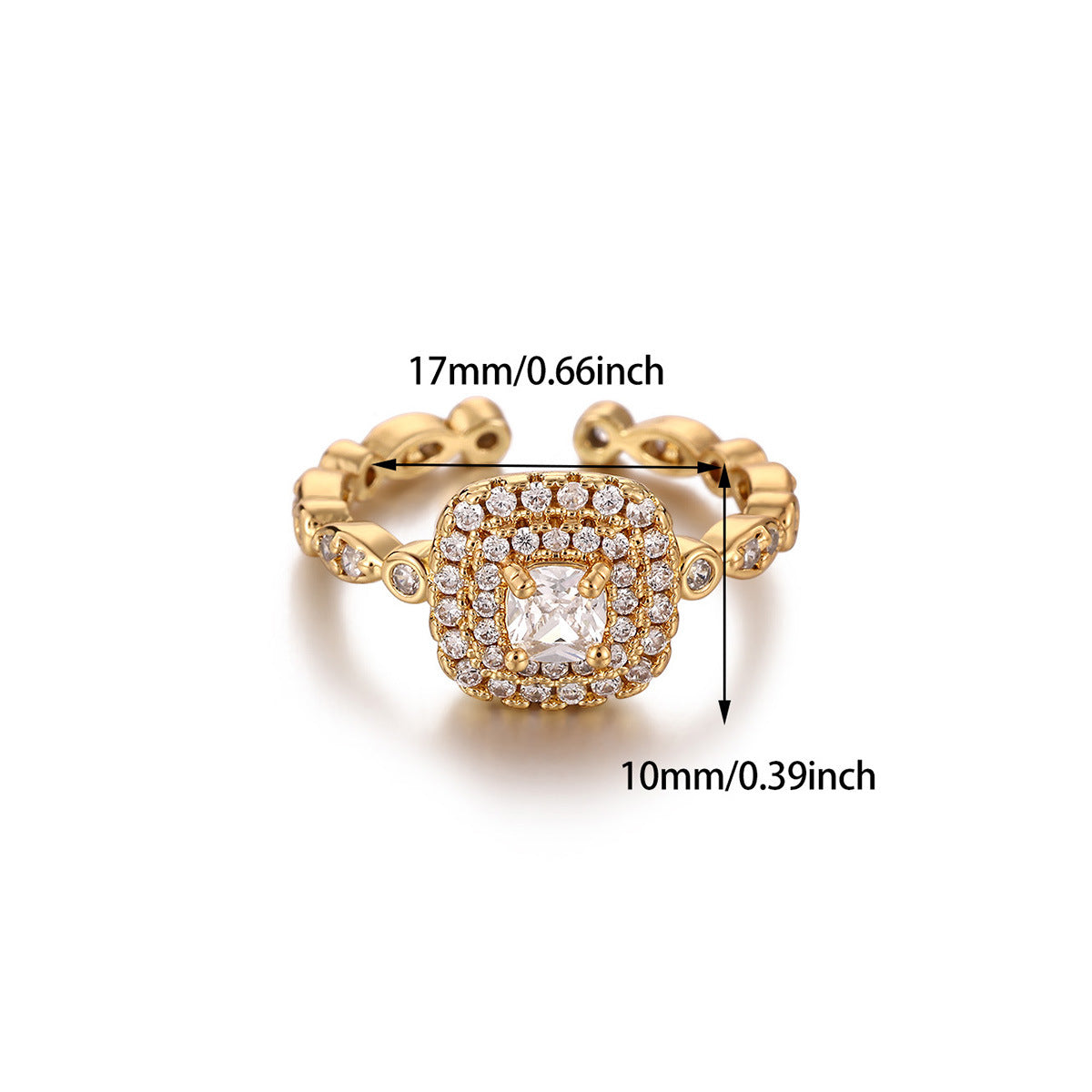 Heart Shape Ring For Women In 18K Real Gold Plated Copper With Zircon Inlay, Golden