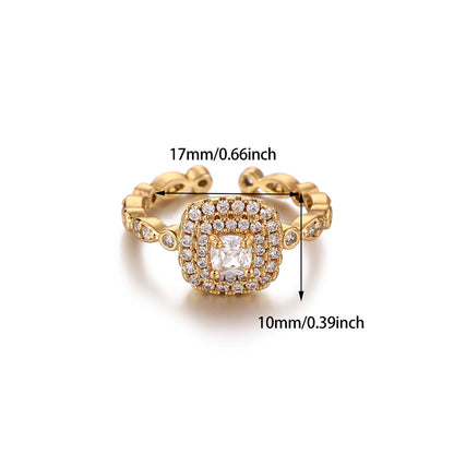 Heart Shape Ring For Women In 18K Real Gold Plated Copper With Zircon Inlay, Golden