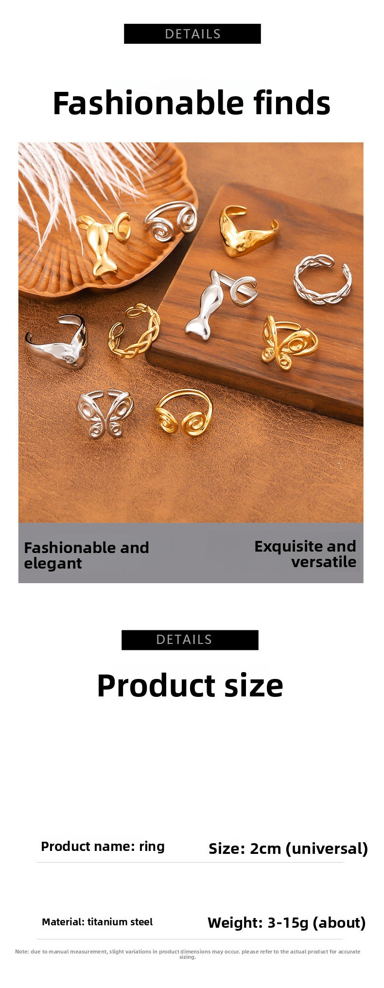 For Rings Made Of Durable 304 Stainless Steel Featuring Elegant Golden Finish