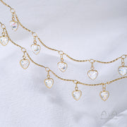 Heart-shaped Zirconium Curved Bar Chain Half Meter