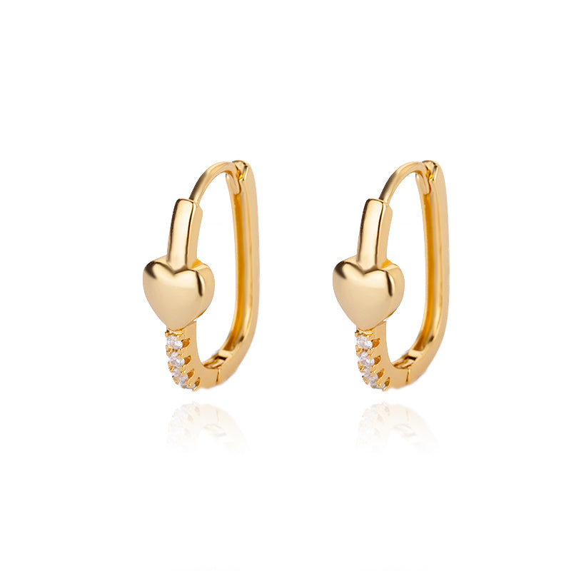 Geometric Waterproof Non Tarnish Earrings For Women, Copper With 18K Real Gold Plated PVD Coating And Zircon Inlay