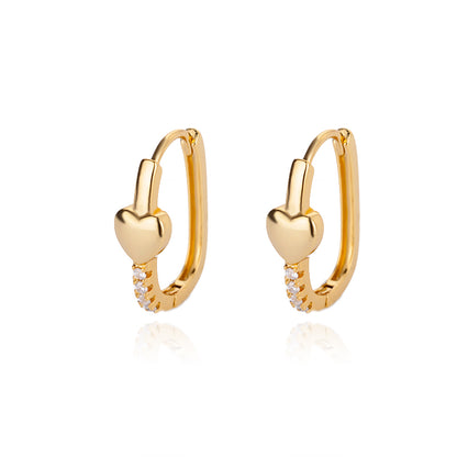 Geometric Waterproof Non Tarnish Earrings For Women, Copper With 18K Real Gold Plated PVD Coating And Zircon Inlay