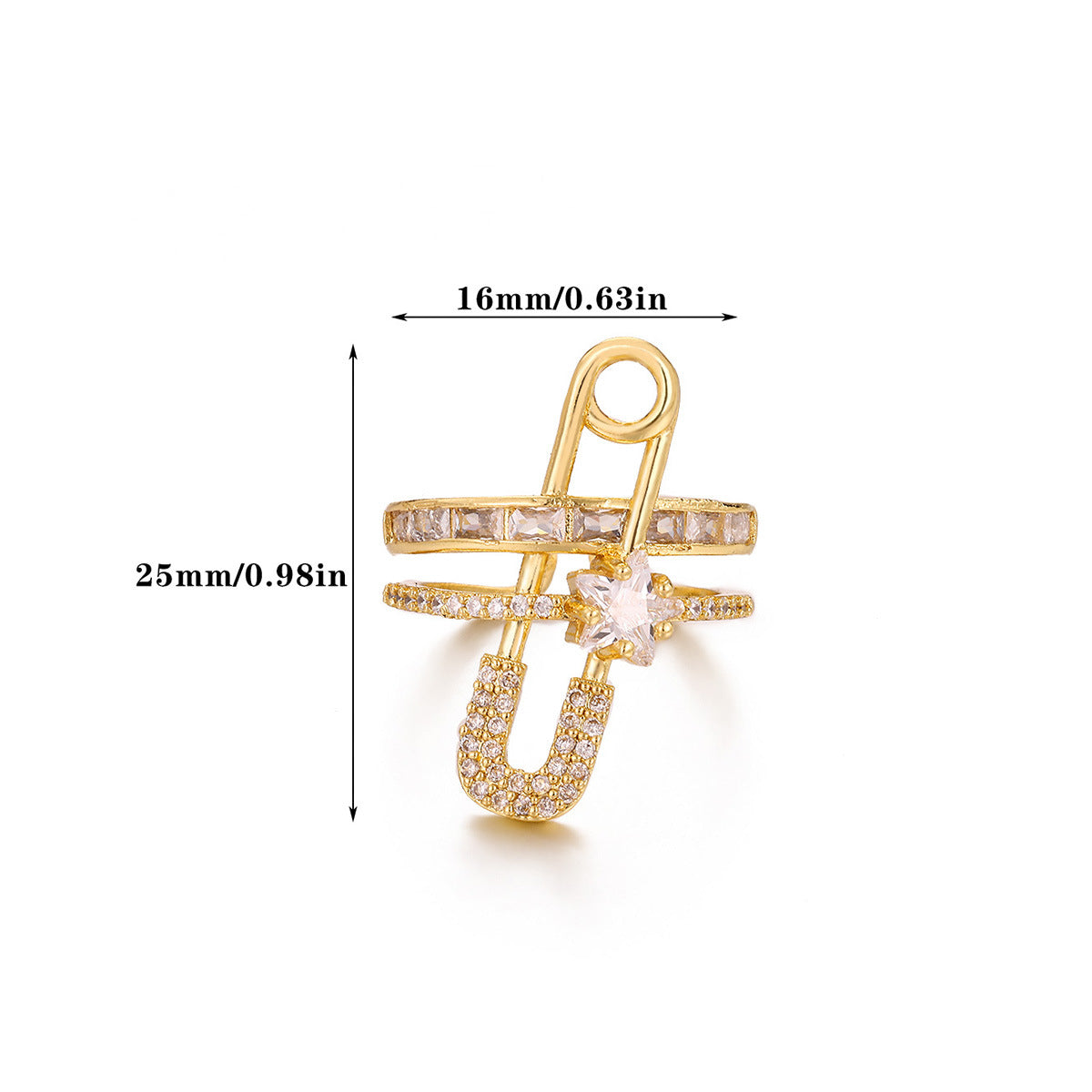 Heart Shape Ring For Women In 18K Real Gold Plated Copper With Zircon Inlay, Golden
