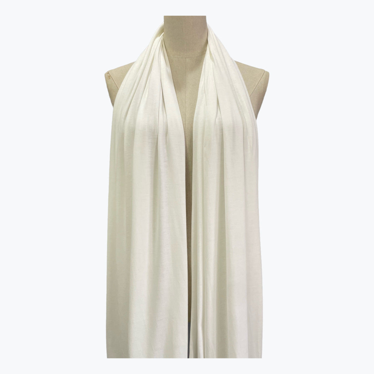 Solid Color Ethnic Style Women's Hijab In White, Mercerized Cotton Material Featuring Braid Craftsmanship