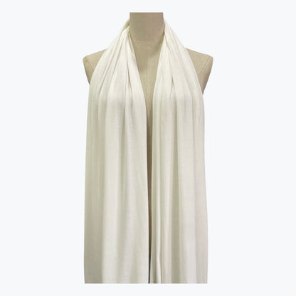 Solid Color Ethnic Style Women's Hijab In White, Mercerized Cotton Material Featuring Braid Craftsmanship