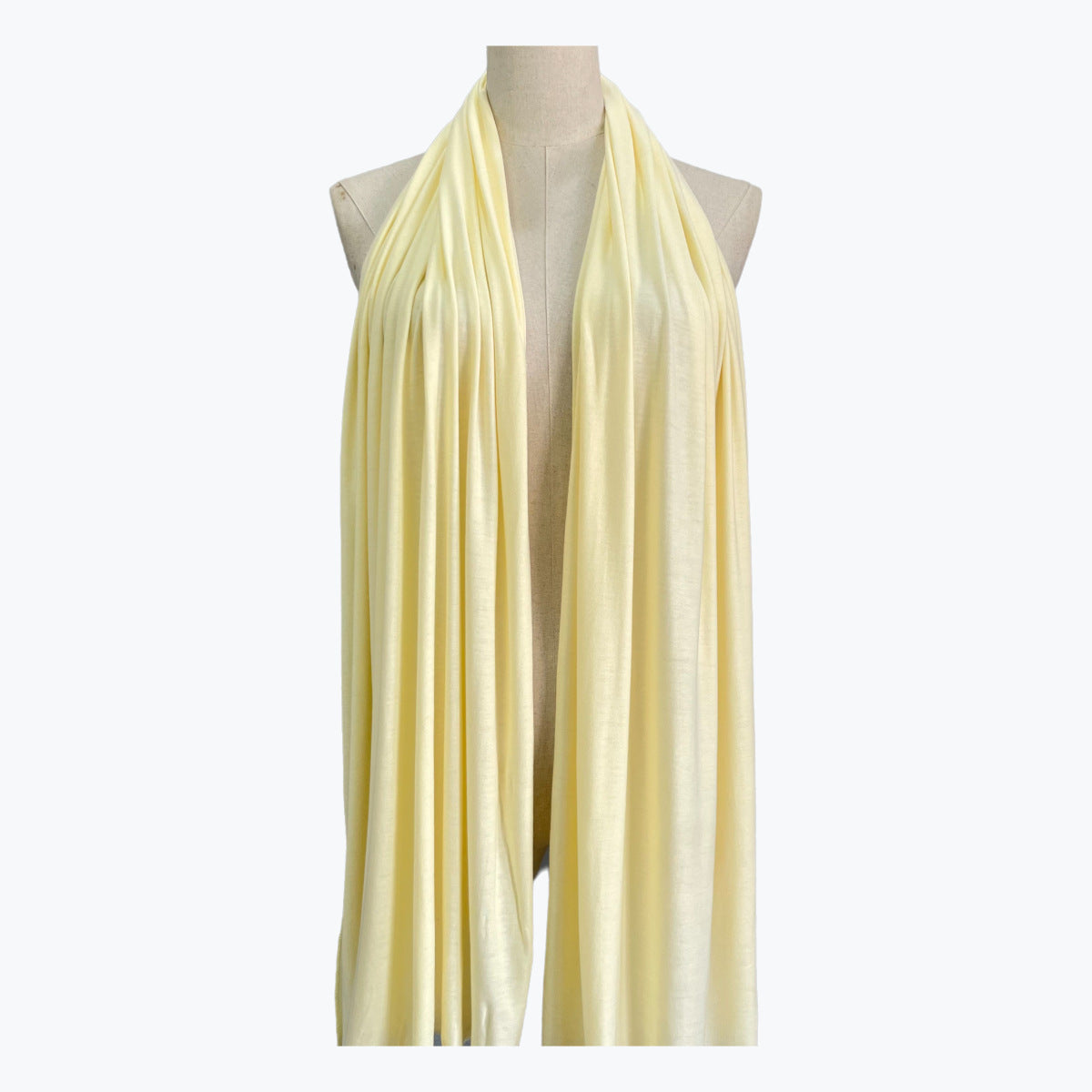 Solid Color Ethnic Style Women's Hijab In White, Mercerized Cotton Material Featuring Braid Craftsmanship