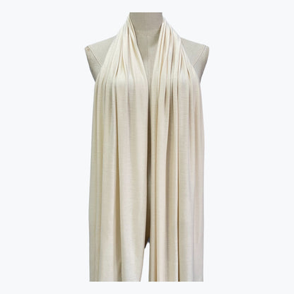 Solid Color Ethnic Style Women's Hijab In White, Mercerized Cotton Material Featuring Braid Craftsmanship