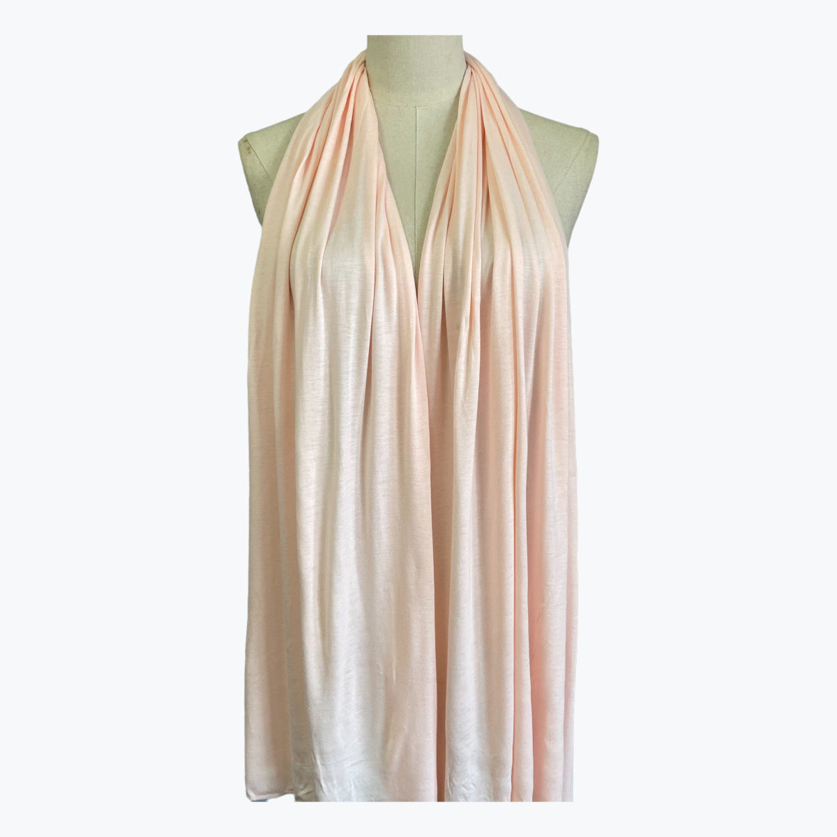 Solid Color Ethnic Style Women's Hijab In White, Mercerized Cotton Material Featuring Braid Craftsmanship