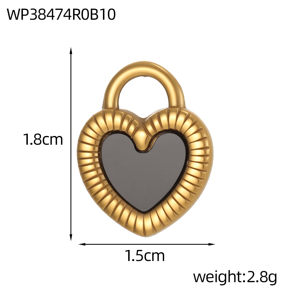Heart Shape Pendant In 304 Stainless Steel With 14K Real Gold Plated PVD Coating 0.03µm Thickness, 1 Piece