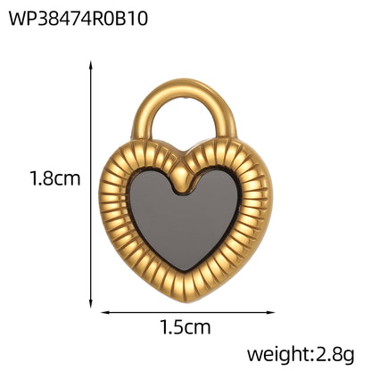 Heart Shape Pendant In 304 Stainless Steel With 14K Real Gold Plated PVD Coating 0.03µm Thickness, 1 Piece