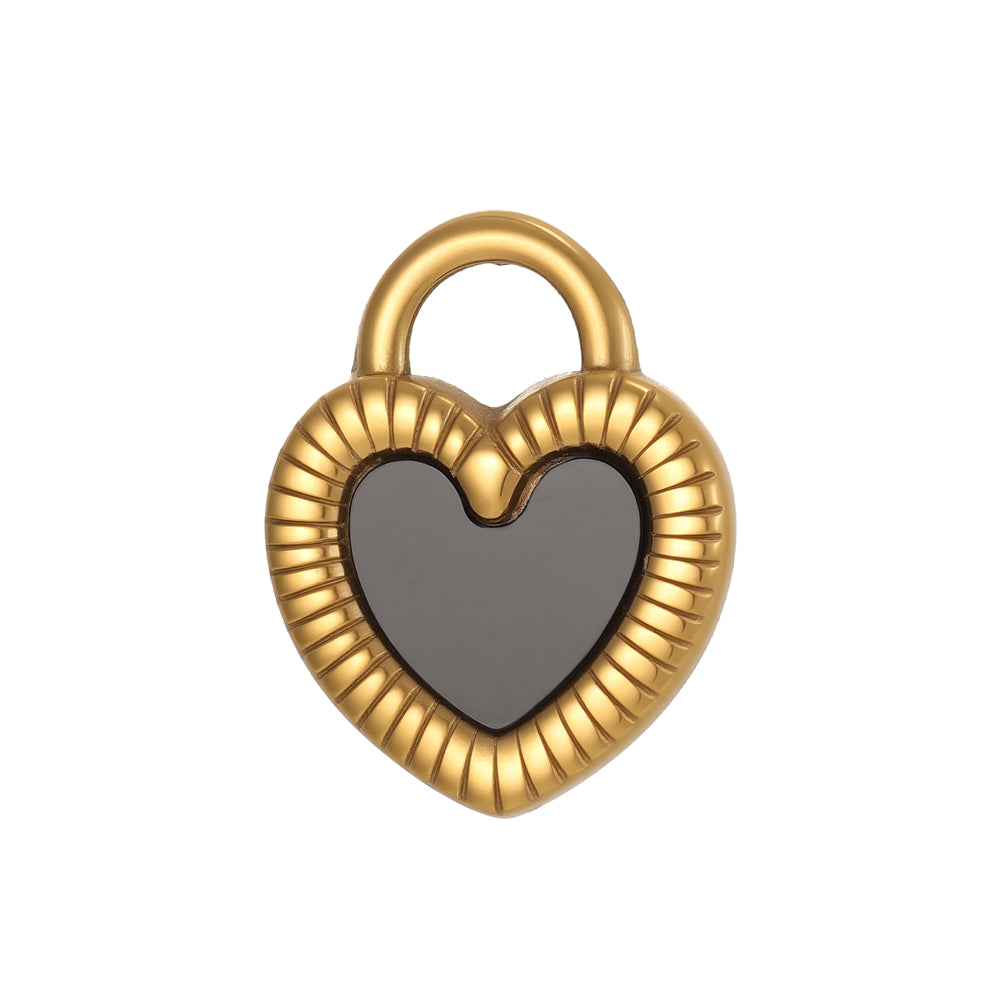 Heart Shape Pendant In 304 Stainless Steel With 14K Real Gold Plated PVD Coating 0.03µm Thickness, 1 Piece