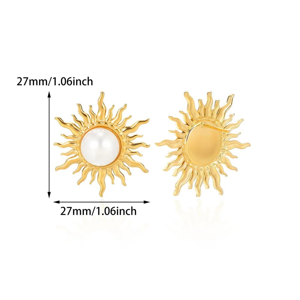 Dandelion Round Geometric Stud Earrings For Women In Durable 304 Stainless Steel