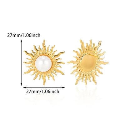 Dandelion Round Geometric Stud Earrings For Women In Durable 304 Stainless Steel