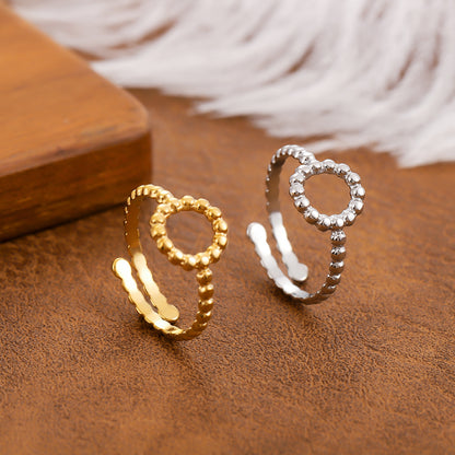 Irregular Open Ring For Women Made Of 304 Stainless Steel With 18K Real Gold Plating In Golden Color