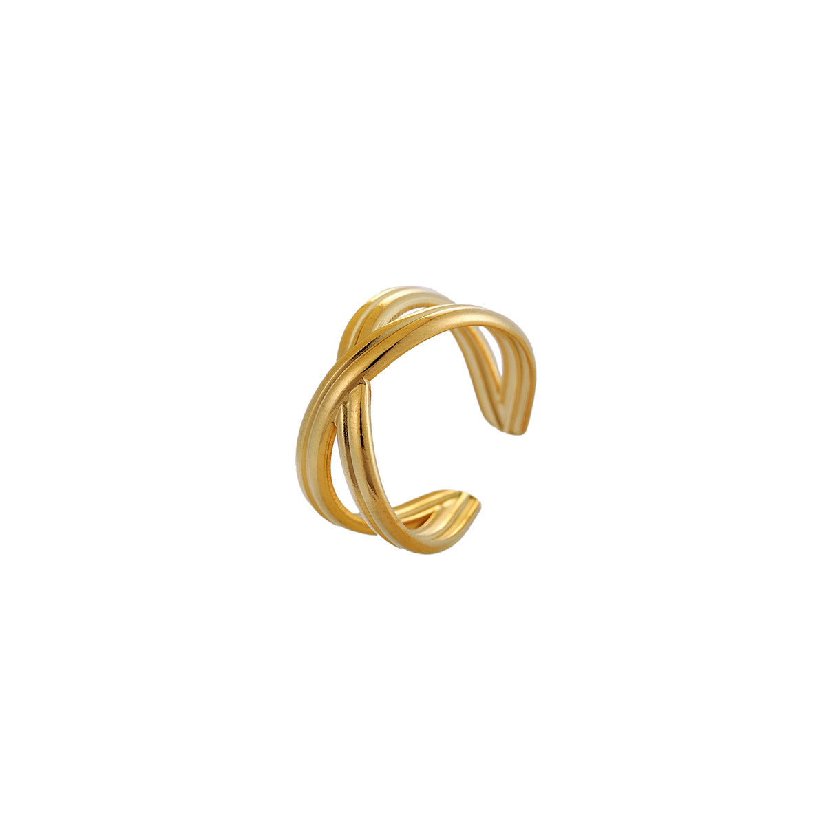 Irregular Open Ring For Women Made Of 304 Stainless Steel With 18K Real Gold Plating In Golden Color