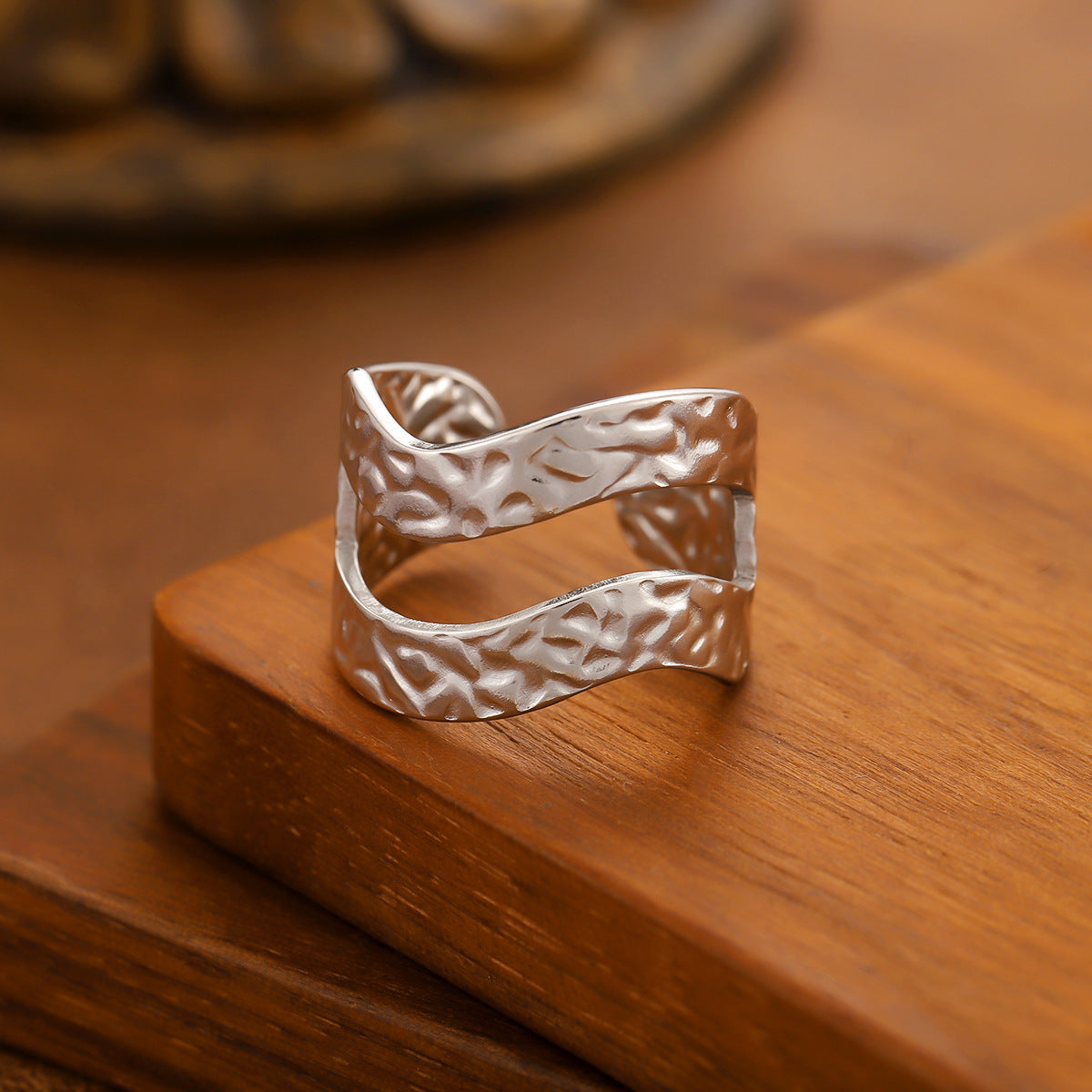Irregular Open Ring For Women Made Of 304 Stainless Steel With 18K Real Gold Plating In Golden Color