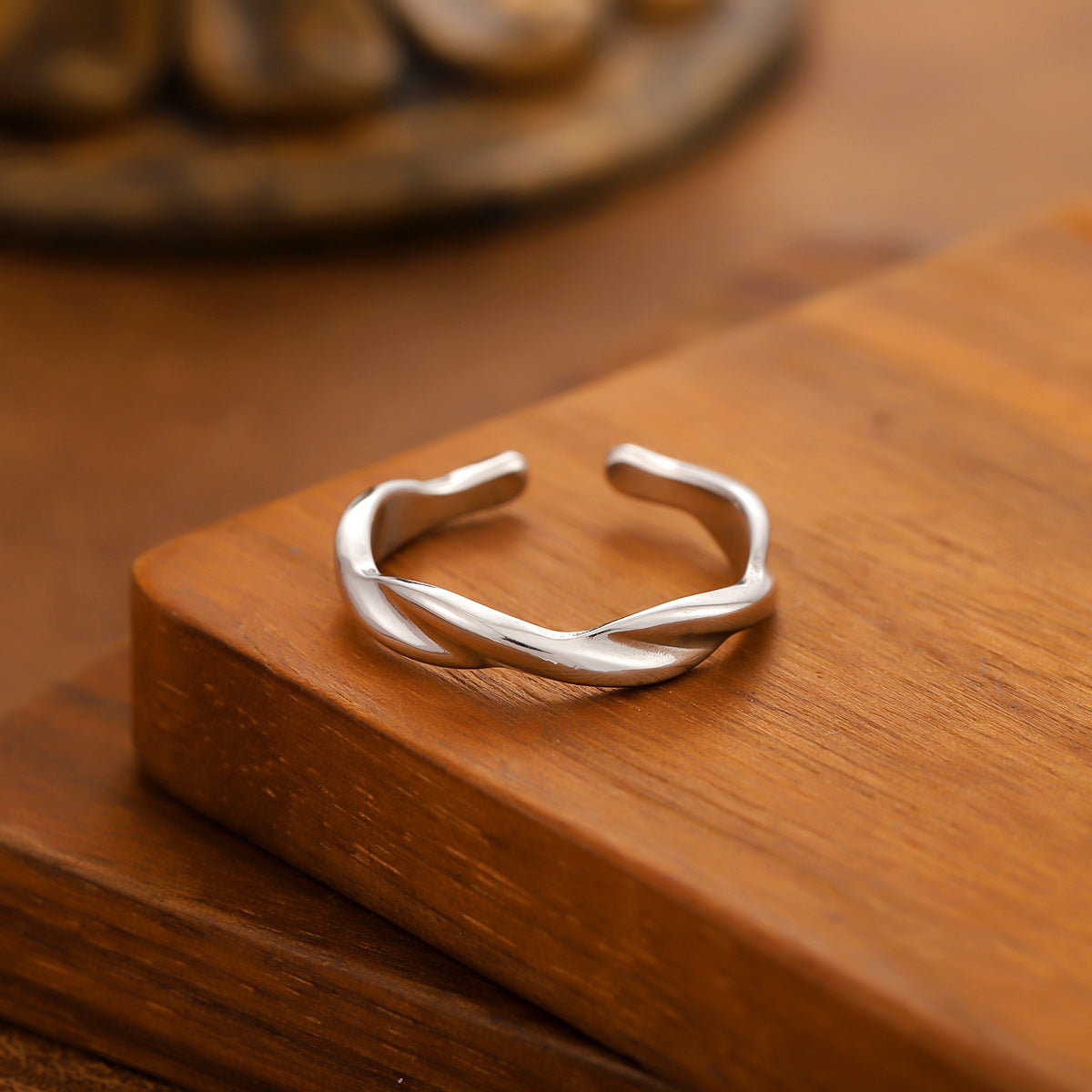 Irregular Open Ring For Women Made Of 304 Stainless Steel With 18K Real Gold Plating In Golden Color