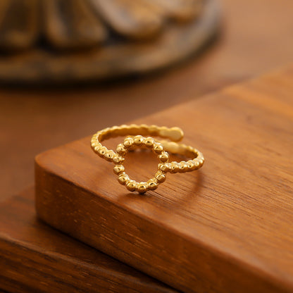 Irregular Open Ring For Women Made Of 304 Stainless Steel With 18K Real Gold Plating In Golden Color