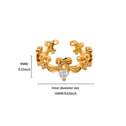 Retro Rose Pattern Ring For Women Featuring Zircon Inlay And Crafted From Copper