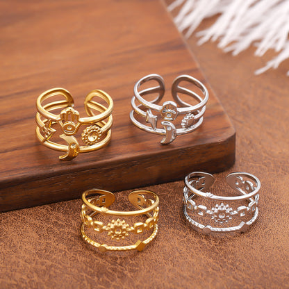 For Women Open Rings In 304 Stainless Steel With 18K Real Gold Plated PVD Coating