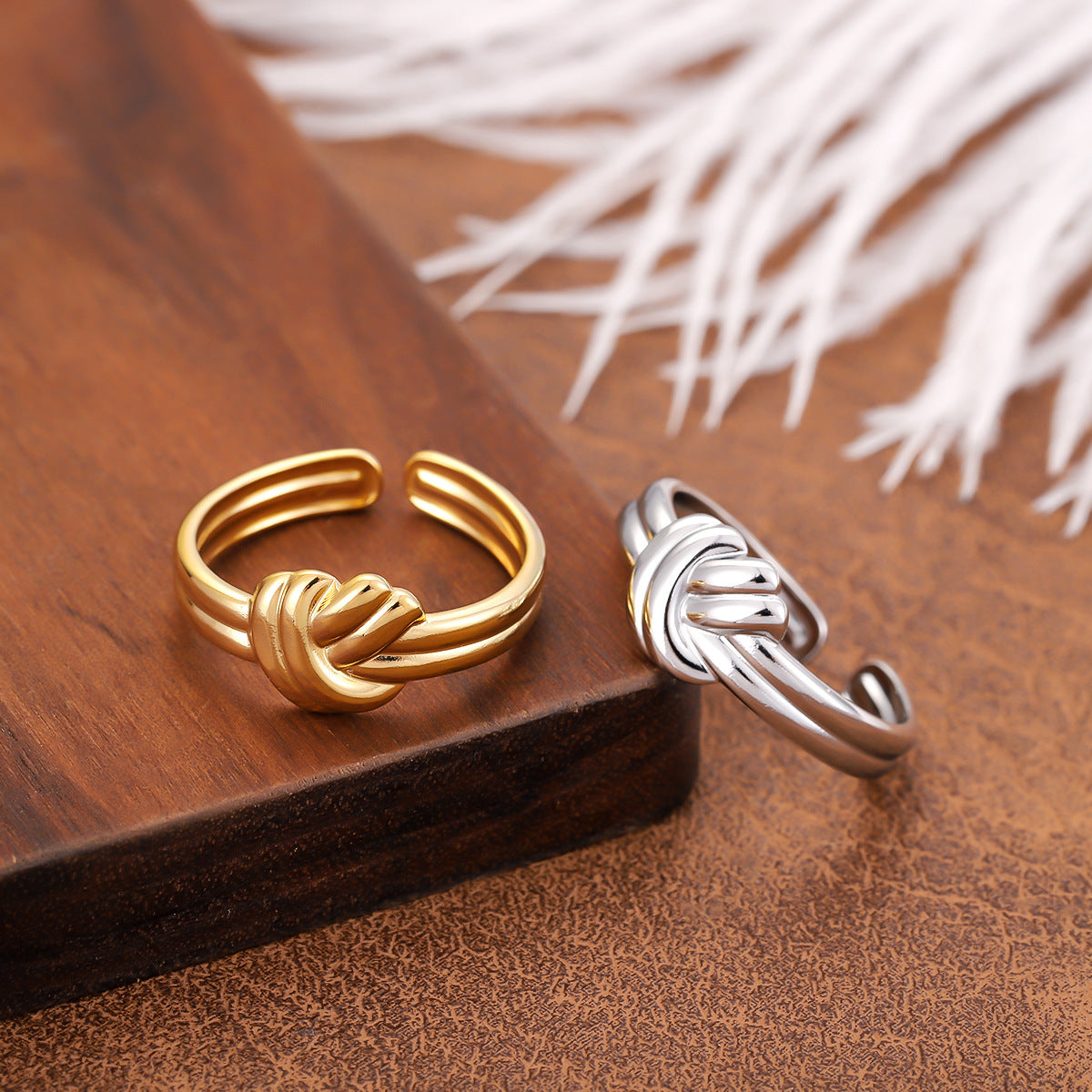 For Women Open Rings In 304 Stainless Steel With 18K Real Gold Plated PVD Coating