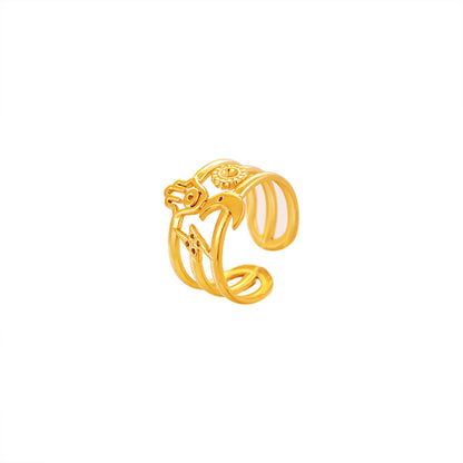 For Women Open Rings In 304 Stainless Steel With 18K Real Gold Plated PVD Coating