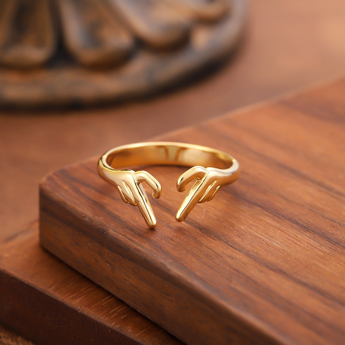 For Women Open Rings In 304 Stainless Steel With 18K Real Gold Plated PVD Coating