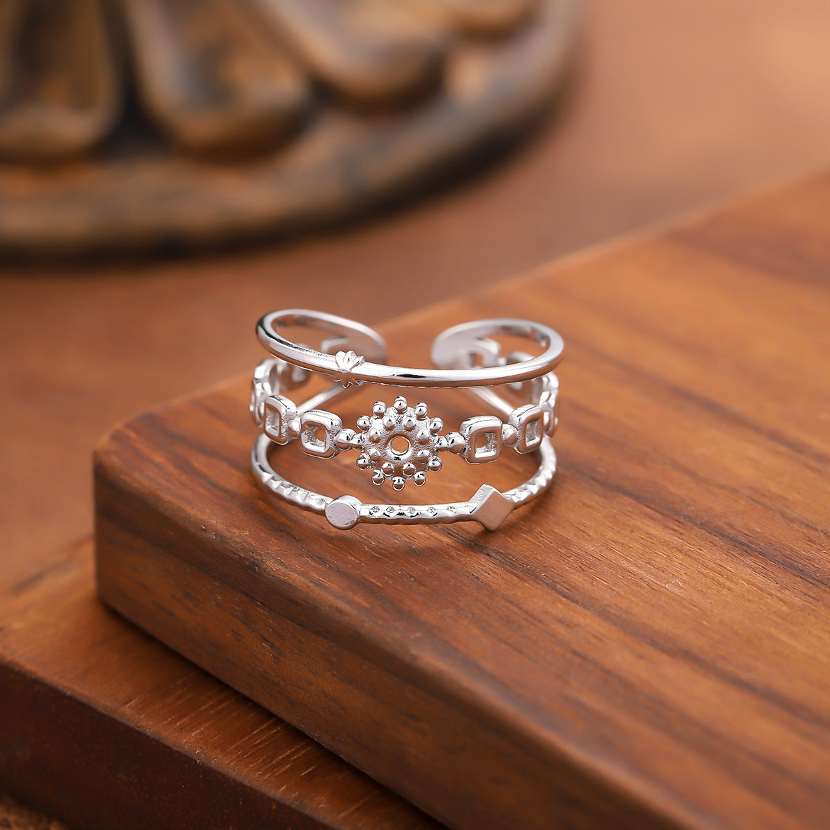 For Women Open Rings In 304 Stainless Steel With 18K Real Gold Plated PVD Coating