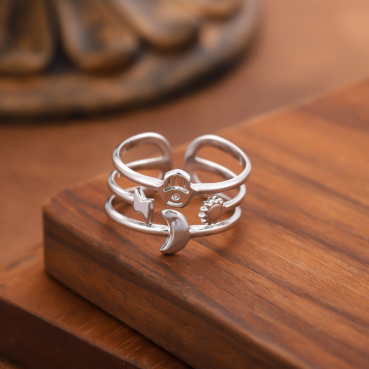 For Women Open Rings In 304 Stainless Steel With 18K Real Gold Plated PVD Coating