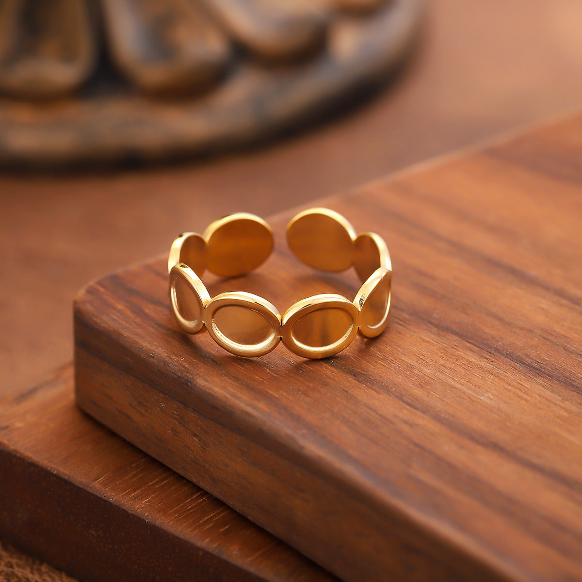 For Women Open Rings In 304 Stainless Steel With 18K Real Gold Plated PVD Coating