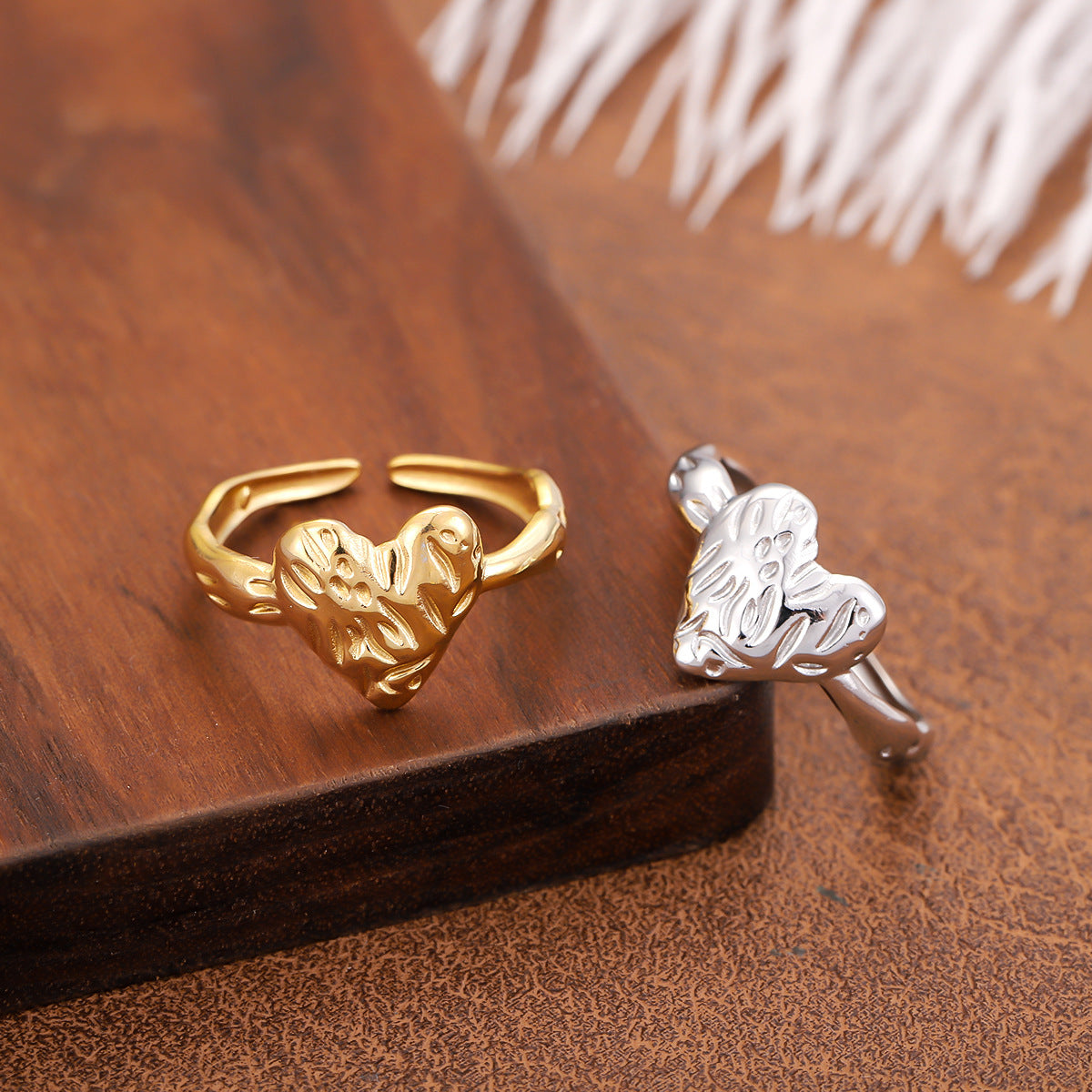 Vintage Style Geometric Open Rings For Unisex, Made Of 304 Stainless Steel With 18K Real Gold Plated Electroplating